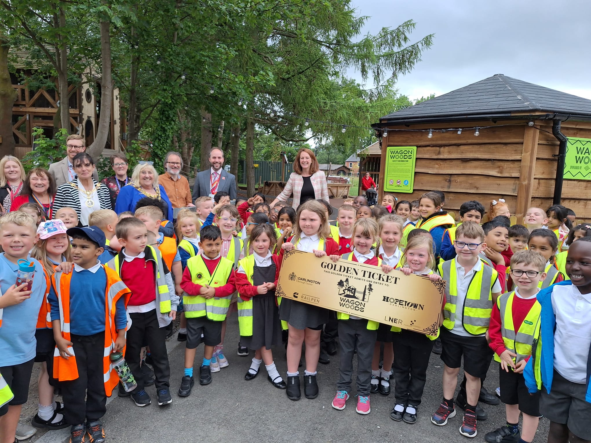 School-aged children in Darlington enjoy their golden ticket to railway-themed adventure play park, Wagon Woods at the local Hopetown attraction.