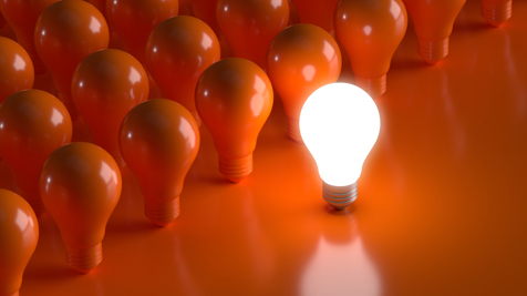 a flashing lightbulb